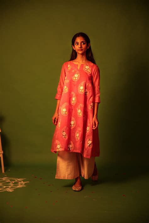 Pink Peacock Kurta Set – Pleatedstory