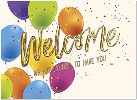 25 Employee Welcome Cards - Fun Balloon Design with Gold Glitter Foil ...