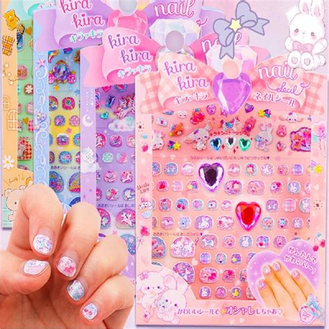 FunBlast Nail Stickers for Nail Art - 4 Sheets Cute Kawaii Nail ...