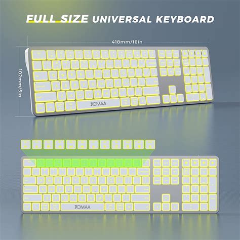 JOMAA JOMAA Ergonômico Bluetooth5.0 Conexão Teclado Sem Fio 7 Colorido ...