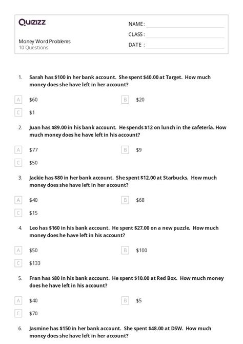 Image result for Money Math Problems Free