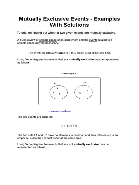 Image result for Mutually Exclusive Events Probability Examples