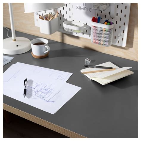 LAGKAPTEN / ADILS desk, grey/wood effect dark grey, 140x60 cm (551 ...