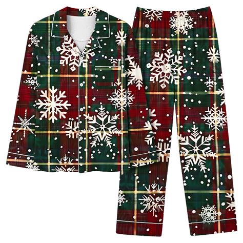 Enjoytime Christmas Women's Pajamas Cute Printed Long Sleeve Button ...