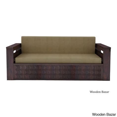 Unique 3-seater Sofa cum Bed in Sheesham Wood- Wooden Bazar