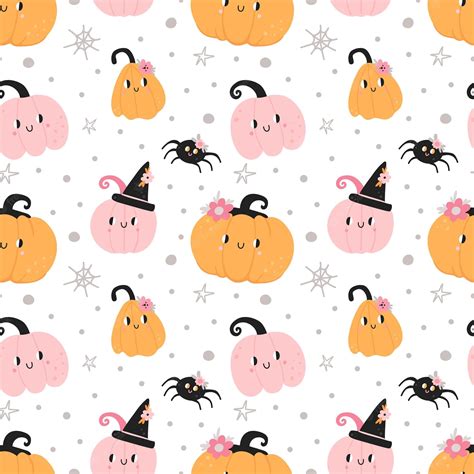 Download Aesthetic Cute Halloween Pumpkins Orange And Pink Wallpaper ...