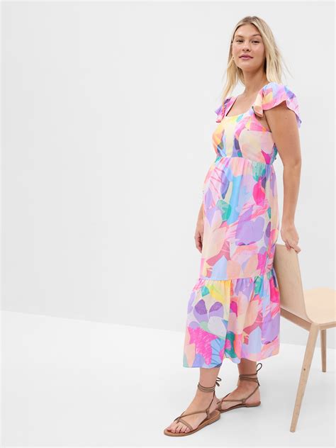 Maternity Flutter Sleeve Midi Dress | Gap