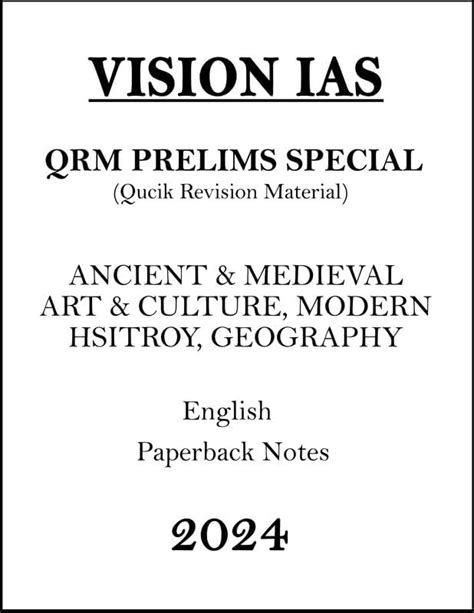 Vision IAS GS History and Geography QRM Prelims Special Printed Notes ...