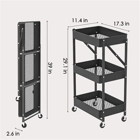 Buy PALAKLOT 3 Tier Folding Kitchen Storage Trolley Rack with Caster ...