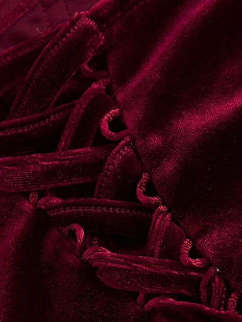 SHEIN MOD Große Größen Vintage romantische rote Samt Damen Bluse ...