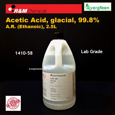 Acetic Acid, glacial 99.8%, A.R. (Ethanoic acid), 2.5L | Shopee Malaysia