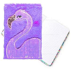 FunBlast Soft Fur Diary for Girls, Cute Plush Flamingo Notebook for ...