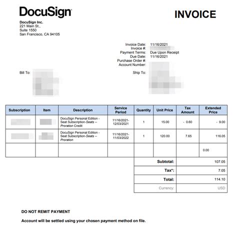 Understanding Your DocuSign Invoice for Web Plans