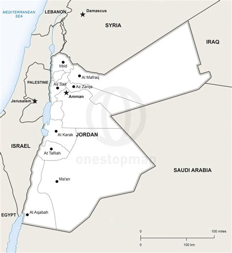Vector Map of Jordan Political | One Stop Map