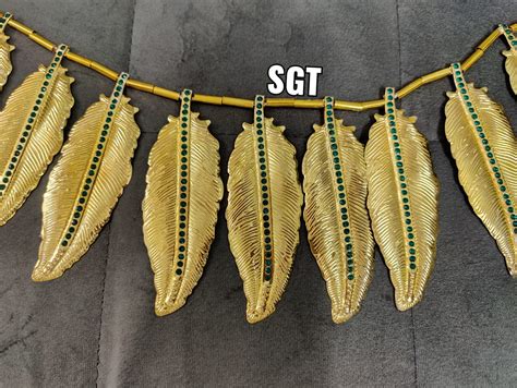GERMAN SILVER GOLD FINISH MANGO LEAVES DESIGN THORAN FOR DOOR DECORATI ...