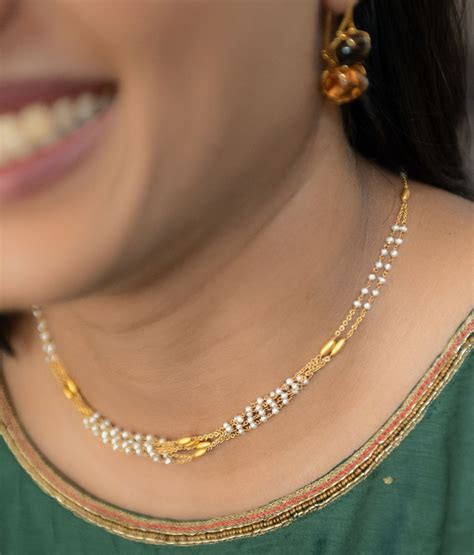 Strings Of 22K Gold Pearl Chain - R Narayan Jewellers | R Narayan Jewellers