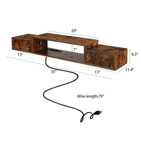 Buy 55 Floating Tv Stand Wall Mounted Media Console with Power Outlet ...