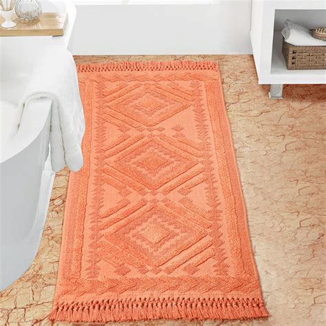 Amazon.com: Alluring Comfort Peach Cotton Bathroom Runner, Rectangle ...