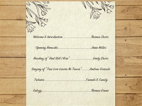 Order of Service for a Funeral: What to Include, with Examples