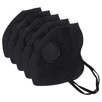Gurbik PM2.5 Anti Pollution Mask with Activated Carbon Set of 5 (Black ...