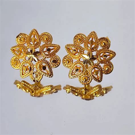 Gold Plated Classic Indian Jasmine Bloom Filigree Studs - Elegance in ...