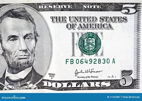 Five dollar bill stock image. Image of dollars, five - 11322887