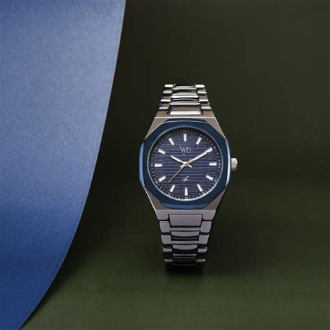Buy Online Fastrack Vyb Limitless Quartz Analog Blue Dial Silver Color ...