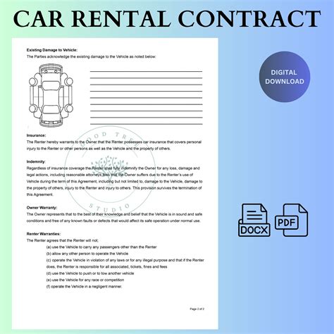 Car Rental Agreement - Vehicle Rental Agreement - Car Rentals Contract ...