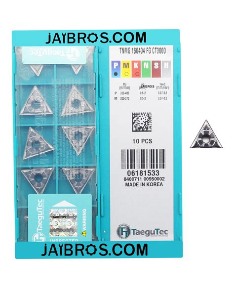 TaeguTec TNMG160404 fg ct3000 (cermet)grade pack of 10 – Jaibros
