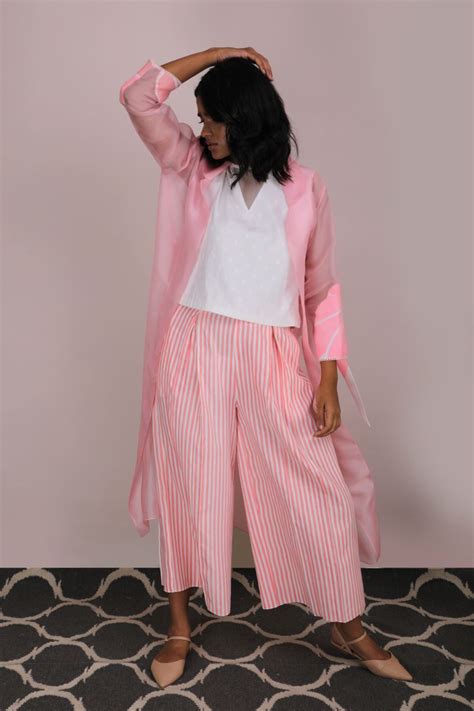 Buy - Pallavi Singh cherry blossom stripe pants | Elan Store