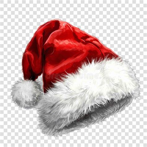 Santa Hat Transparent Background Realistic Element Stock Illustration ...