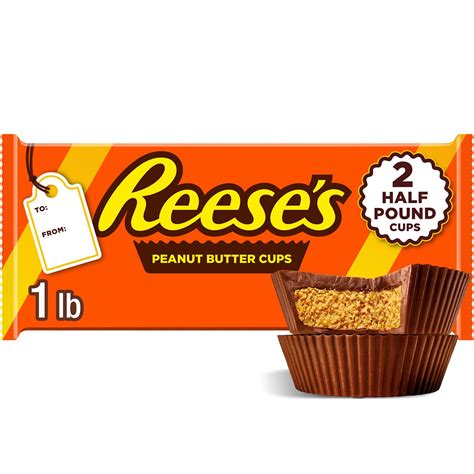 REESE'S Milk Chocolate Half-Pound Peanut Butter Cups, Candy Pack, 16 oz ...