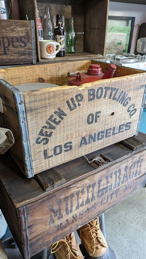 70's Vintage Seven Up 7up Crate Wood Box 1971 ビンテージ ウッドボックス 木製 木箱 収納 ...