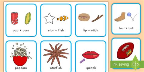 Compound Words Matching Game (teacher made) - Twinkl