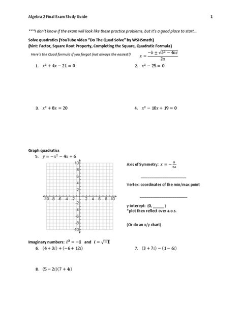 Image result for Algebra II Study Guide