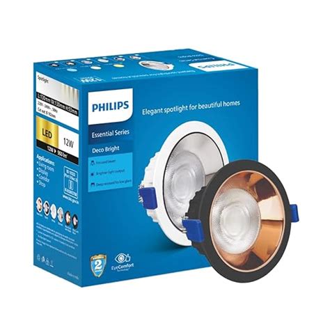 PHILIPS 12 Watt Black Rose Gold Reflector LED Ceiling COB Round Spot ...