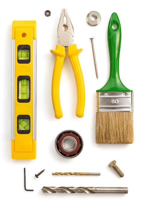 Set of tools and instruments on white | Premium Photo