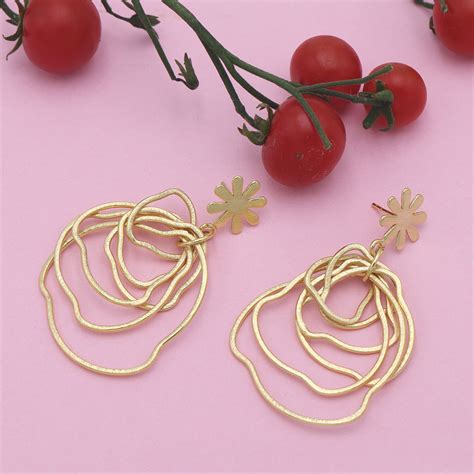 Dua Handcrafted Gold-Plated Dangle Earrings – Contemporary Minimalist ...