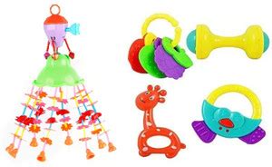 M S.Toys High Quality Non Toxic Baby Toys Rattle Set of 5-Pieces for ...