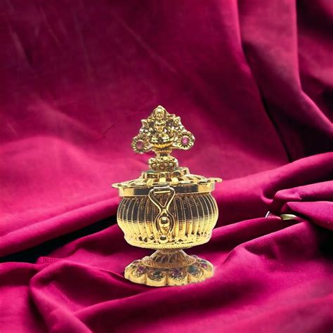 Buy YRK Antique Gold Tone Lakshmi Kumkum Box with Kundans 2.25 Inch ...