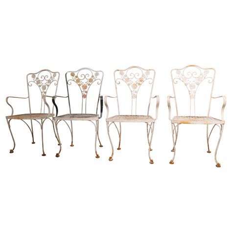 Vintage Woodard Orleans Pattern Wrought Iron Garden Patio Dining Chairs ...