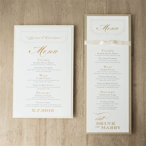 Elegant Ivory Customizable Flat Romantic Wedding Menus | Beacon Lane