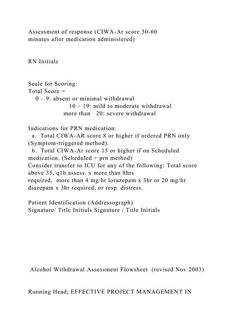 Alcohol Withdrawal Assessment Scoring Guidelines (CIWA - Ar) .docx
