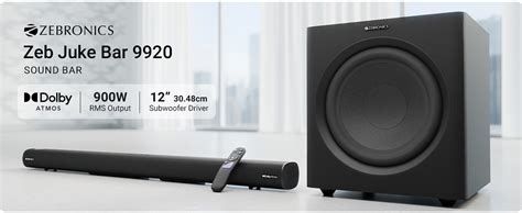 Zebronics 900 Watts Soundbar, 7.1.2 CH, Dolby Atmos, 12" Wireless ...