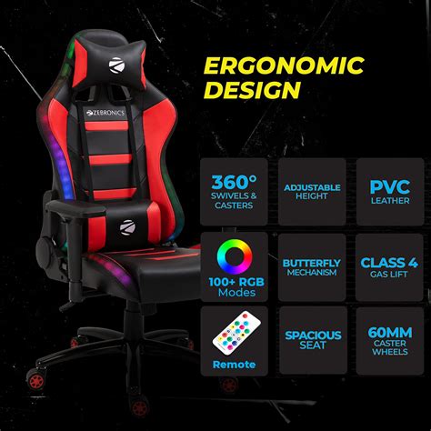 ZEBRONICS ZEB-GC3000 Premium Gaming Chair with RGB Lights, – BROOT ...