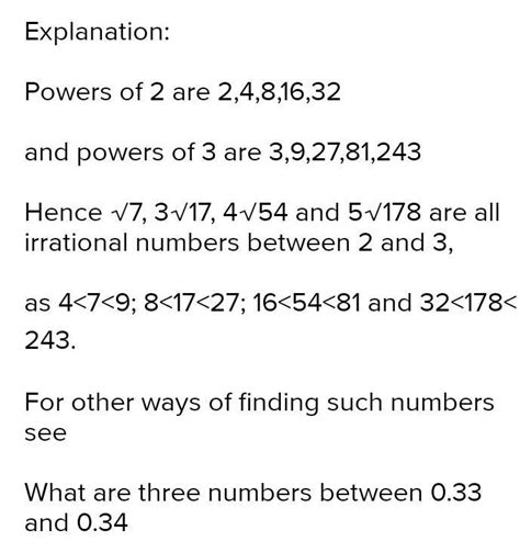 write two rational and irrational numbers between 2 and 3 - Brainly.in