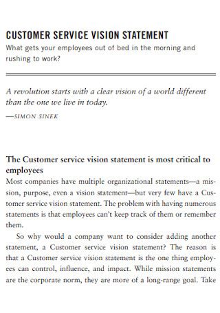 Image result for Customer Service Vision Statement Examples