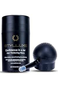 STYLLUXE Hair Thickening Fibers 15g (Black Color) With Pump Applicator ...
