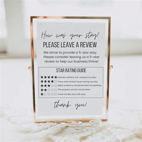 Airbnb Review Sign Template, Editable Leave a Review, Airbnb Review ...