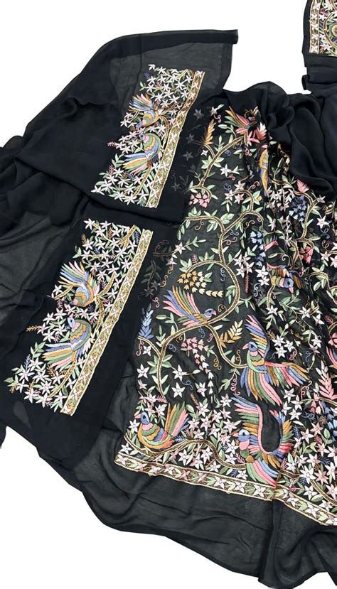 Exquisite Black Parsi Gara Hand Embroidered Saree